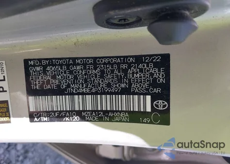 2023 Toyota Corolla Se from USA, damaged, VIN JTND4MBE4P3199497